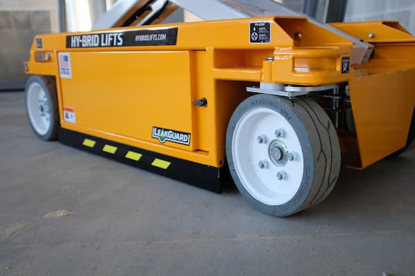Hy-Brid Lifts feature non-marking tires to protect indoor flooring